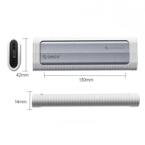 Alternative view of Orico външна кутия за диск Storage - Case - M.2 NVMe/SATA M/B key - USB3.1 Type-C/A, Silicone Protective Case, 10Gbps - AXM2S-G2-V1-GY-BP
