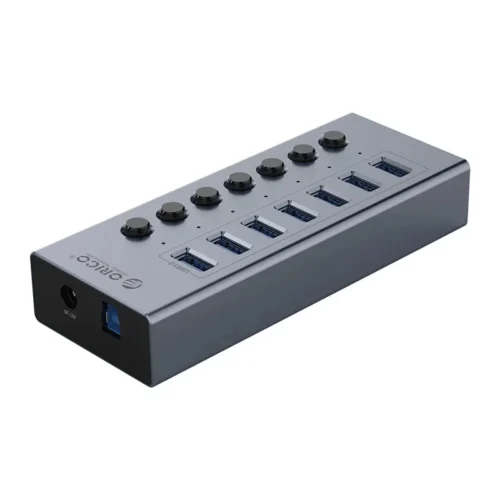 Alternative view of Orico хъб USB3.0 HUB 7 port with Power Adapter, On/Off buttons, Aluminium - BT2U3-7AB-EU-GY