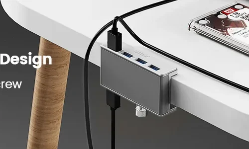 Alternative view of Orico хъб USB 3.0 HUB Clip Type 4 port - aux Micro-USB power input, Aluminum - MH4PU-P-SV