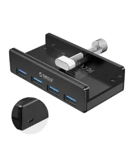 Orico хъб USB 3.0 HUB Clip Type 4 port - aux Micro-USB power input Black - MH4PU-P-BK