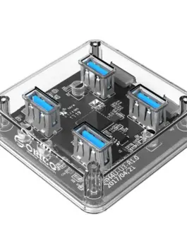 Orico хъб USB3.0 HUB 4 port transparent 1m cable - MH4U-U3-10-CR