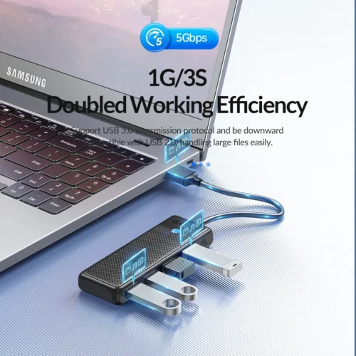 Orico хъб USB3.0 HUB 4 port Black – PAPW4A-U3-015-BK