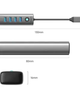 Alternative view of Orico хъб HUB USB3.0 4 port, Aluminium, Grey - PDD4U-U3-015-GY