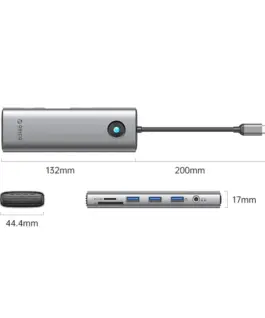 Alternative view of Orico докинг станция Type-C Docking Station Power Distribution 100W - HDMI, Type-C x 1, USB3.0 x 3, LAN 1000Mbps Gigabit, SD/TF, VGA, Audio - PW11-10P-GY