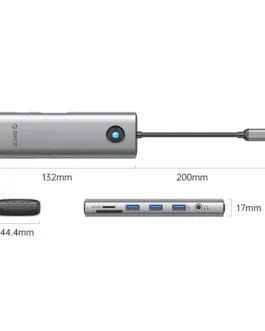 Alternative view of Orico докинг станция Type-C Docking Station Power Distribution 100W - HDMI, Type-C x 1, USB3.0 x 3, LAN 1000Mbps Gigabit, SD/TF, VGA, Audio - PW11-10P-GY