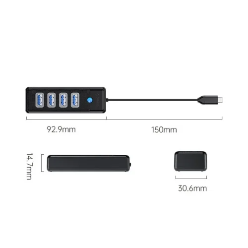 Alternative view of Orico хъб HUB USB3.1 Type-C 4 port - 4 x USB3.0 Black - PW4U-C3-015-BK