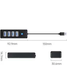 Alternative view of Orico хъб HUB USB3.0 4 port Black - PW4U-U3-015-BK