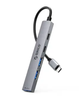 Orico хъб HUB USB-C 5 port - USB3.0 x 1 USB2.0 x 2 USB-C x 2 Aluminium - YSB4-U2-GY
