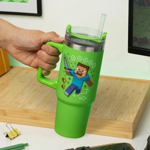 Чаша Paladone: Minecraft – Green 900ml Multiway Travel Cup Stra