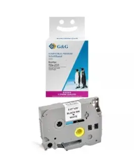 ЛЕНТА ЗА ЕТИКЕТНИ ПРИНТЕРИ BROTHER ТИП TZ - 12 mm x 800 m - BLACK ON WHITE TAPE - TZE231 (TZE-231) - PN RL-BR-TZ231-BK -