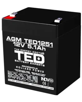 Оловна батерия TED ELECTRIC AGM 12V 5Ah 90/ 70/ 10 1mm Терминал 2