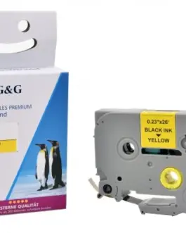 ЛЕНТА ЗА ЕТИКЕТНИ ПРИНТЕРИ BROTHER ТИП TZ - 6 mm x 800 m - BLACK ON YELLOW TAPE - TZE611 (TZE-611) - PN RL-BR-TZ611-BK -