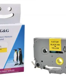 ЛЕНТА ЗА ЕТИКЕТНИ ПРИНТЕРИ BROTHER ТИП TZ - 6 mm x 800 m - BLACK ON YELLOW TAPE - TZE611 (TZE-611) - PN RL-BR-TZ611-BK -