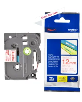 ЛЕНТА ЗА ЕТИКЕТНИ ПРИНТЕРИ BROTHER ТИП TZ - 12 mm x 800 m - RED ON WHITE TAPE - PN TZE-232