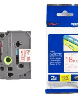 ЛЕНТА ЗА ЕТИКЕТНИ ПРИНТЕРИ BROTHER ТИП TZ - 18 mm x 800 m - RED ON WHITE TAPE - PN TZE242