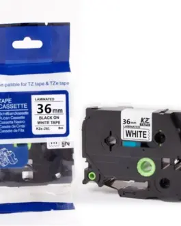 ЛЕНТА ЗА ЕТИКЕТНИ ПРИНТЕРИ BROTHER ТИП TZ - 36 mm x 800 m - BLACK ON WHITE TAPE - PN TZE261