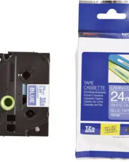 ЛЕНТА ЗА ЕТИКЕТНИ ПРИНТЕРИ BROTHER ТИП TZ - 24 mm x 800 m - WHITE ON BLUE TAPE - PN TZE555