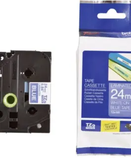 ЛЕНТА ЗА ЕТИКЕТНИ ПРИНТЕРИ BROTHER ТИП TZ - 24 mm x 800 m - WHITE ON BLUE TAPE - PN TZE555