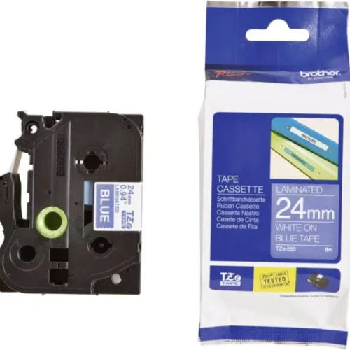 ЛЕНТА ЗА ЕТИКЕТНИ ПРИНТЕРИ BROTHER ТИП TZ - 24 mm x 800 m - WHITE ON BLUE TAPE - PN TZE555