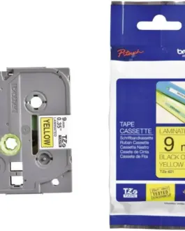 ЛЕНТА ЗА ЕТИКЕТНИ ПРИНТЕРИ BROTHER ТИП TZ - 9 mm x 80 m - BLACK ON YELLOW TAPE - PN TZE621