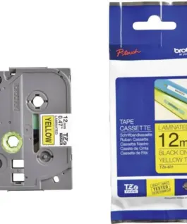 ЛЕНТА ЗА ЕТИКЕТНИ ПРИНТЕРИ BROTHER ТИП TZ - 12 mm x 800 m - BLACK ON YELLOW TAPE - PN TZE631