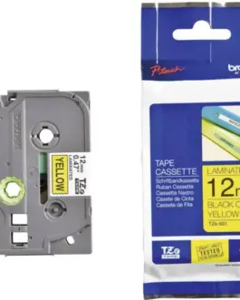 ЛЕНТА ЗА ЕТИКЕТНИ ПРИНТЕРИ BROTHER ТИП TZ - 12 mm x 800 m - BLACK ON YELLOW TAPE - PN TZE631