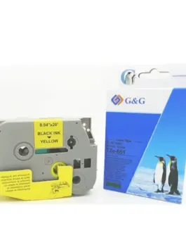 ЛЕНТА ЗА ЕТИКЕТНИ ПРИНТЕРИ BROTHER ТИП TZ - 24 mm x 800 m - BLACK ON YELLOW TAPE - PN TZE651