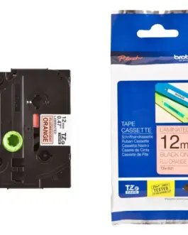 ЛЕНТА ЗА ЕТИКЕТНИ ПРИНТЕРИ BROTHER ТИП TZ - 12 mm x 500 m -  BLACK ON FLUORESCENT ORANGE - PN TZEB31