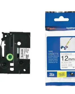 ЛЕНТА ЗА ЕТИКЕТНИ ПРИНТЕРИ BROTHER ТИП TZE FLEXI - 12 mm x 8 m - BLACK ON WHITE FLEXIBLE ID - PN TZEFX231