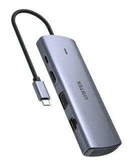 Alternative view of Unitek докинг станция Type-C Docking Station PD3.0 100W - HDMI, USB-C x 1, USB3.0 x 3, LAN, SD, VGA - D1113A