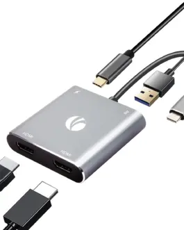 VCom докинг станция Docking Station USB-C 4-in-1 - CU450S - HDMI x 2 USB2.0 USB-C PD3.0 100W