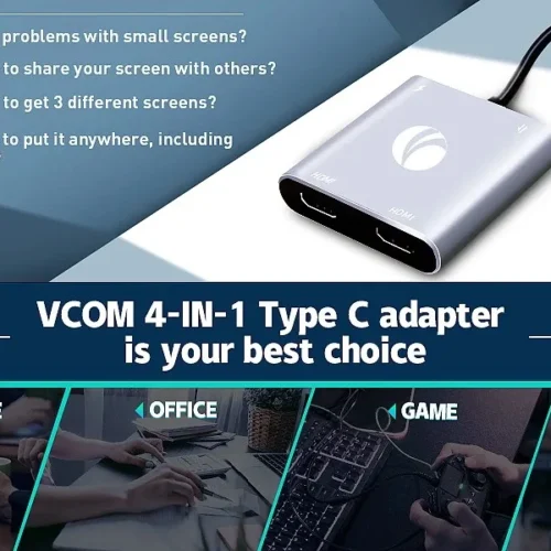 VCom докинг станция Docking Station USB-C 4-in-1 – CU450S – HDMI x 2