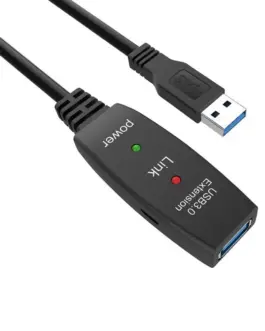 VCom Кабел удължение USB 3.0 AM / AF Active Extension Cable 5M Black - CU827A-5.0m