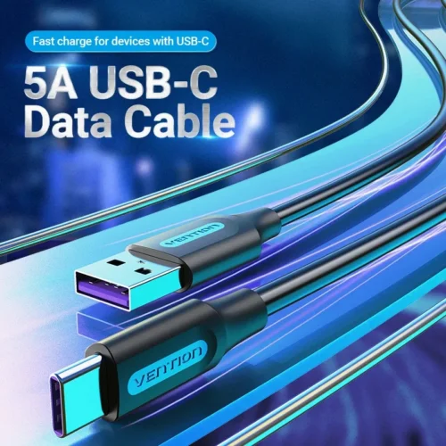 Alternative view of Vention Кабел USB 3.1 Type-C / USB 2.0 AM - 1M Black 5A Fast Charge - CORBF