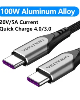 Alternative view of Vention Кабел USB 2.0 Type-C to Type-C - 1.0M Black 5A Fast Charge - TAEHF