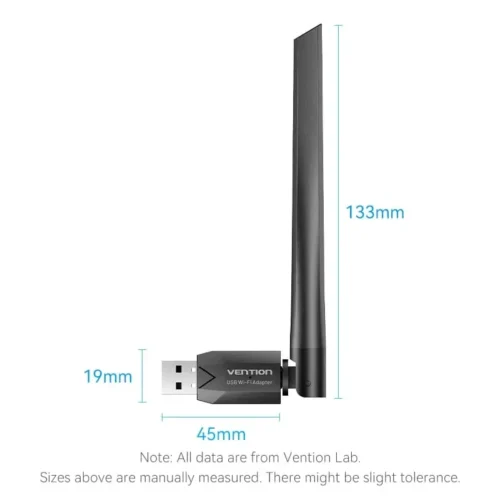 Alternative view of Vention безжичен адаптер WiFi USB adapter Dual Band, 650Mbps, Black - KDTB0