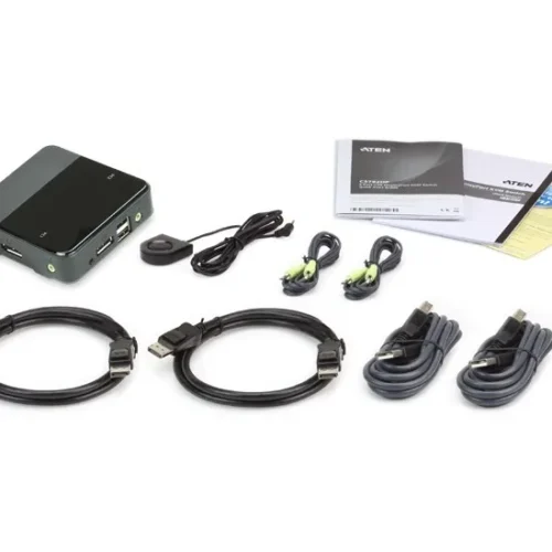 Alternative view of ATEN 2-Port USB 4K DP/Audio KVM Switch