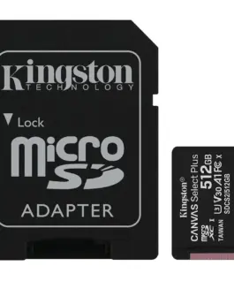 Карта памет Kingston 512GB micSDXC Canvas Select Plus 100R A1 C10 Card + ADP