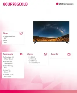 Alternative view of LG Electronics LG LED 86 86UR78GC0LB