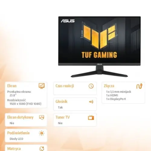 Alternative view of Asus Monitor 24 инча VG249QE5A IPS 144Hz 1MS HDMI DP