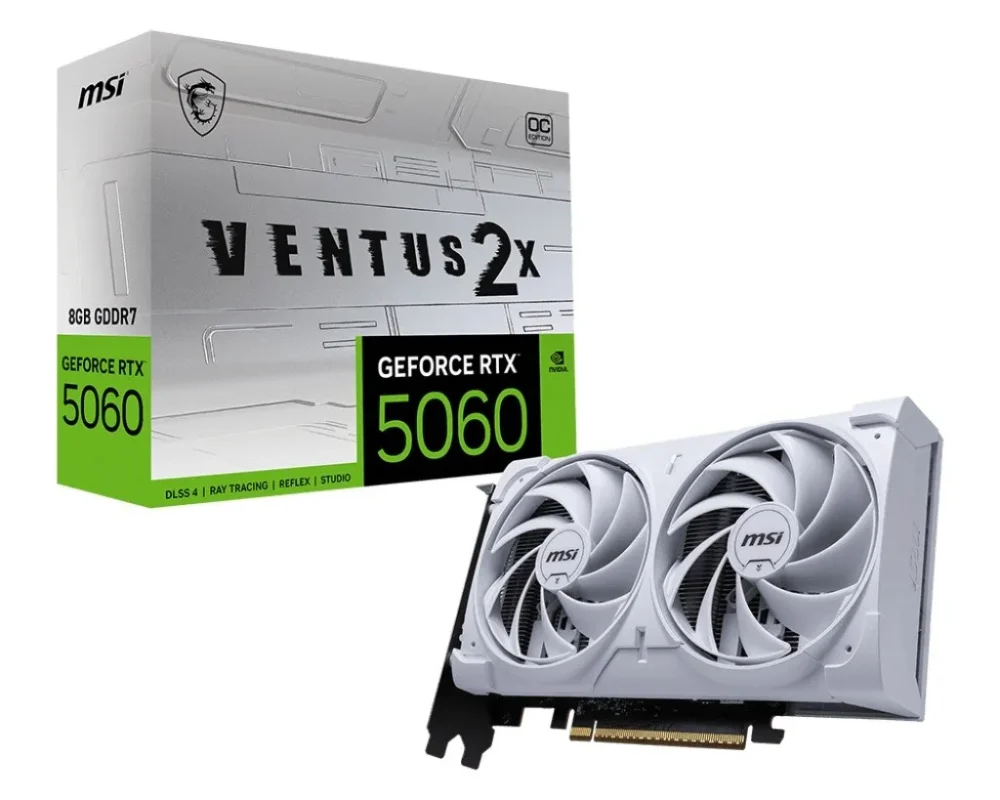 MSI видео карта GeFroce RTX 5060 8G VENTUS 2X OC бял