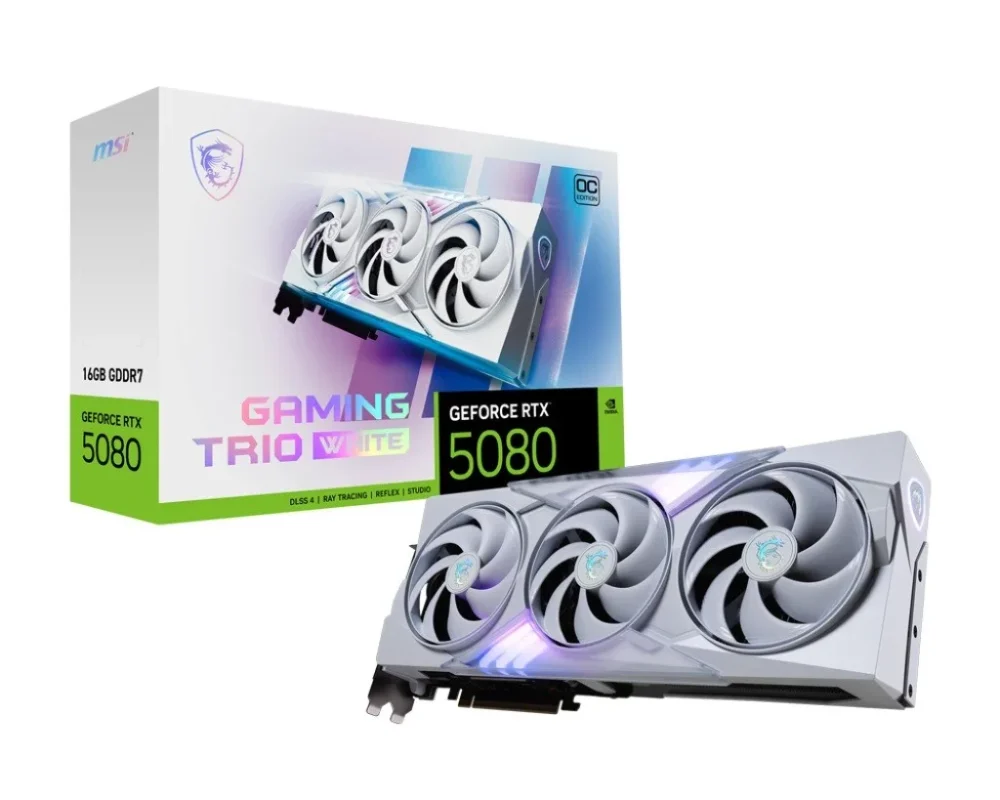 MSI видео карта GeForce RTX 5080 GAMING TRIO OC бял 16G GDDR7 256bit