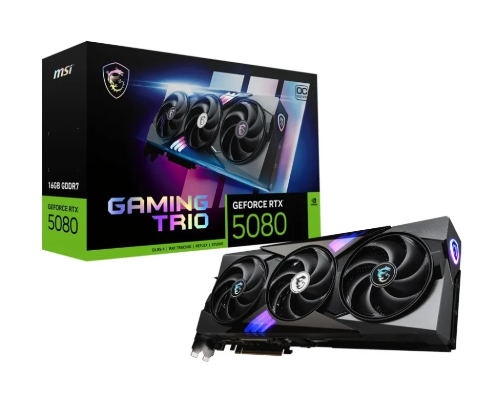 MSI видео карта GeForce RTX 5080 GAMING TRIO OC 16G GDDR7 256bit 3DP/HDMI