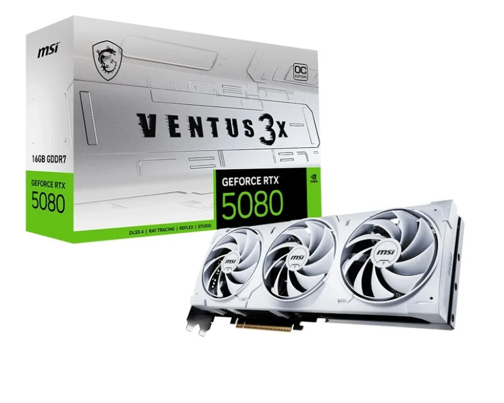 MSI видео карта GeForce RTX 5080 VENTUS 3X OC бял 16G GDDR7 256bit