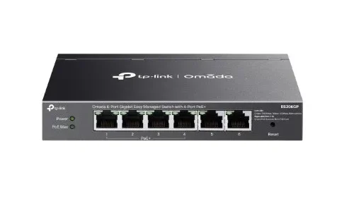 TP-LINK Omada 6-Port GB Easy Managed Switch with 4-Port PoE+ PORT: 4× Gigabit PoE+ Ports 2x Gigabit Non-PoE Ports