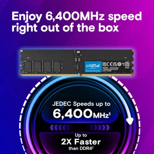 Alternative view of Crucial памет DDR5 64GB/6400 (2*32GB) CL52 CUDIMM