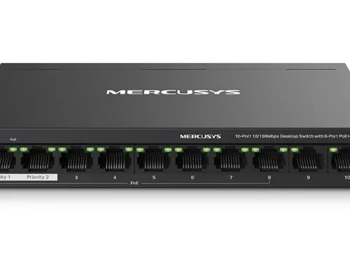 TP-LINK 10-Port 10/100M bps Desktop Switch with 8-Port PoE+ PORT: 8× 10/100 Mbps PoE+ Ports 2× 10/100 Mbps Non-PoE