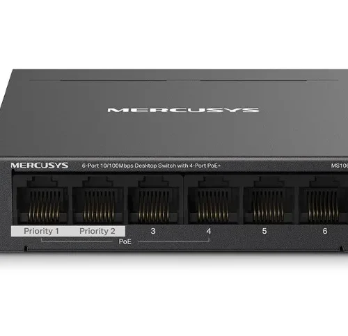 TP-LINK 6-Port 10/100 Mbps Desktop Switch with 4-Port PoE+ PORT: 4× 10/100 Mbps PoE+ Ports 2× 10/100 Mbps Non-PoE