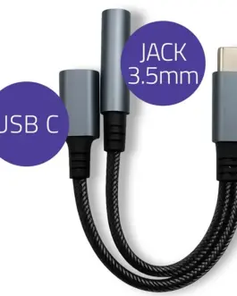 Alternative view of Qoltec адаптер 2w1 USB C USB C Jack 3.5mm PD 15W