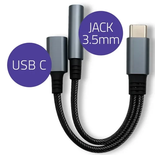 Alternative view of Qoltec адаптер 2w1 USB C USB C Jack 3.5mm PD 15W